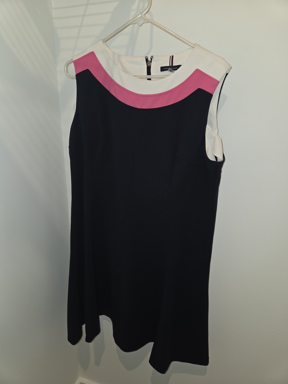 Tommy Hilfiger Navy Pink White Colorblock Sheath Dress Size 16